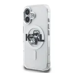 Zadní kryt Karl Lagerfeld IML Glitter Karl and Choupette Sketch MagSafe pro Apple iPhone 16, transparentní