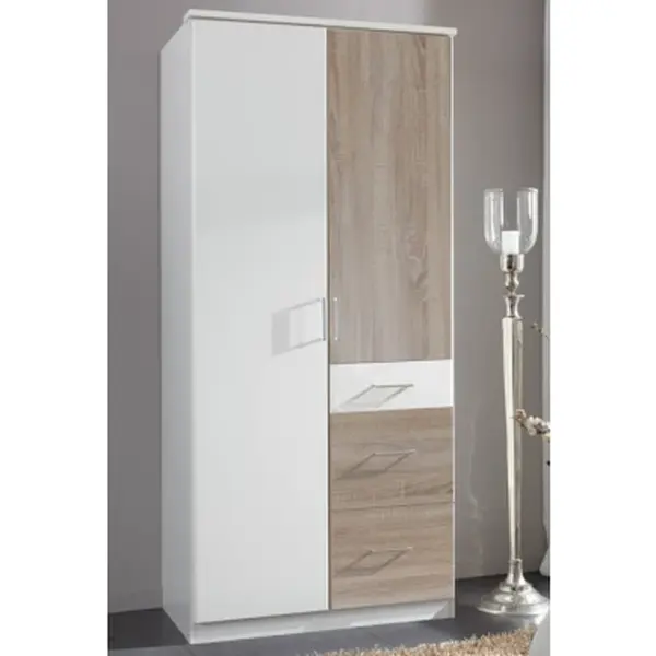Šatní skříň bez zrcadla Click, 91 cm, bílá/dub sonoma