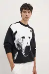 Bavlněná mikina Armani Exchange pánská, černá barva, vzorovaná, XM000042 AF10858