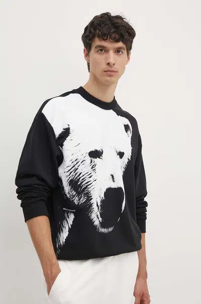 Bavlněná mikina Armani Exchange pánská, černá barva, vzorovaná, XM000042 AF10858