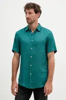 Lněná košile United Colors of Benetton bílá barva, regular, s klasickým límcem, 5BKU5QJH8