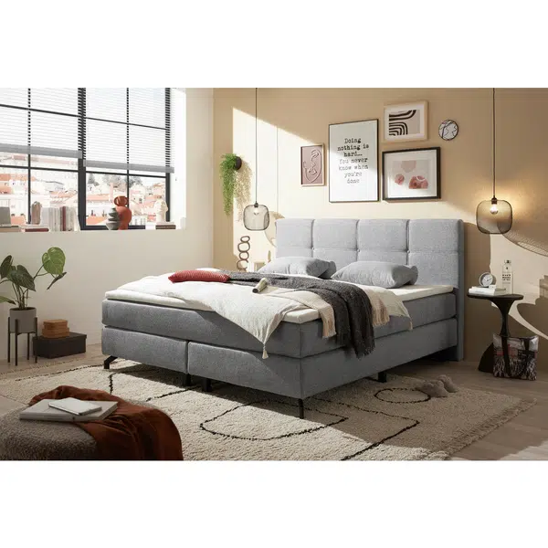 MID.YOU POSTEL BOXSPRING, 180/200 cm, šedá