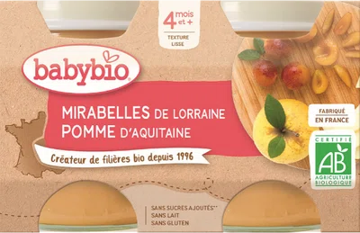 BABYBIO Lotrínske mirabelky s jablkem 2 x 130 g
