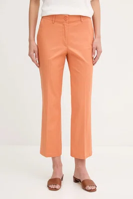Kalhoty Sisley dámské, oranžová barva, střih cigarette, medium waist, 4ENMLE02X