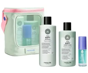 Dárková sada pro suché vlasy Maria Nila True Soft + kosmetická taška zdarma + dárek zdarma