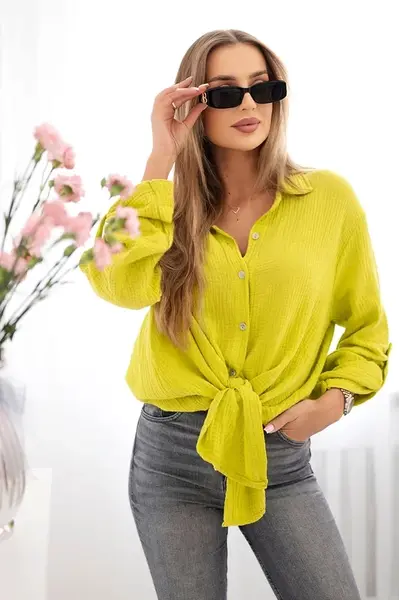 Kesi Włoski Bavlněná mušelínová košile kiwi