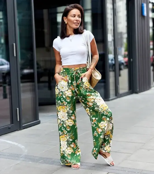 Gemre Green wide floral trousers Cosimo