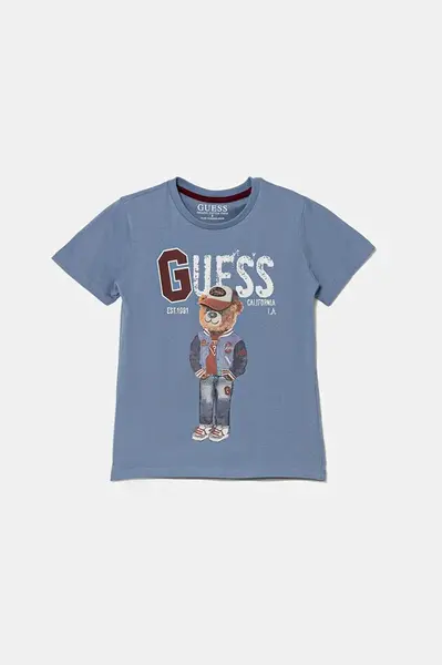 Dětské bavlněné tričko Guess modrá barva, N5YI22 K8HM4