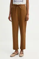 Kalhoty MM MARA dámské, hnědá barva, high waist, 2526136017600