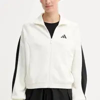 Mikina adidas Stadium dámská, béžová barva, s potiskem, JW0519