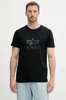 Bavlněné tričko Alpha Industries pánské, černá barva, s potiskem, 100501CB.515