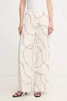 Kalhoty Tommy Hilfiger dámské, béžová barva, široké, high waist, WW0WW44542