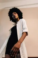 Šaty MUUV. béžová barva, mini, oversize