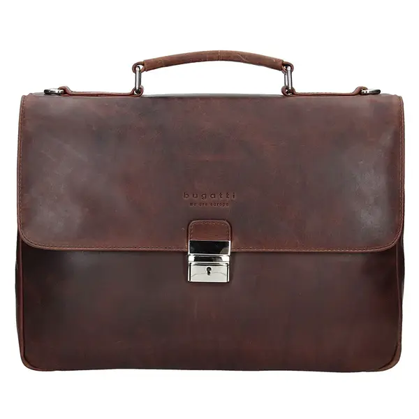 Luxusní pánská kožená aktovka Bugatti Fenix - hnědá