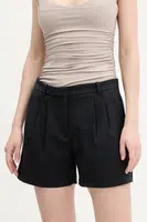 Kraťasy Abercrombie & Fitch dámské, černá barva, hladké, high waist, KI149-5087