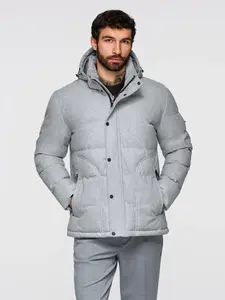 Ombre Men's lightweight jacket with mesh lining and hood - grey
