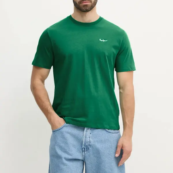 Bavlněné tričko Pepe Jeans CONTRAST CONNOR zelená barva, PM509933