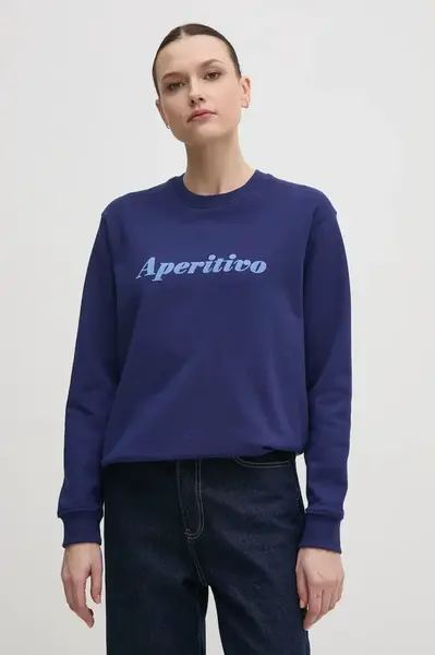 Bavlněná mikina Drivemebikini Aperitivo Flock dámská, tmavomodrá barva, s potiskem, 2024-DMBS-021-NVB