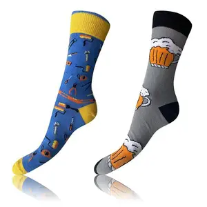 Bellinda 
CRAZY SOCKS 2x - Veselé ponožky 2 páry - sivá - žltá - modrá