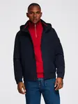 Ombre Men's jacket with hood and high collar - navy blue