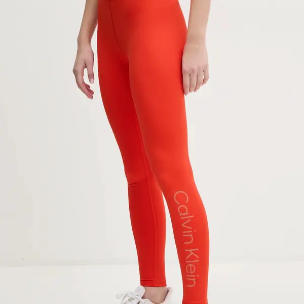 Tréninkové legíny Calvin Klein Performance červená barva, hladké, LVGWS5L612