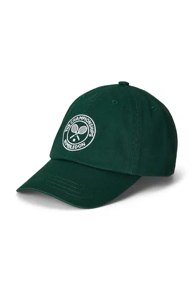 Dětská bavlněná kšiltovka Polo Ralph Lauren Wimbledon Collection zelená barva, s aplikací, 322970405001