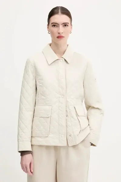 Bunda Tommy Hilfiger béžová barva, přechodná, WW0WW45641