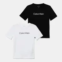 Dětské bavlněné tričko Calvin Klein Jeans 2-pack černá barva, s potiskem, IU0IU00690