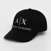 Bavlněná baseballová čepice Armani Exchange černá barva, s aplikací, XW000873 AF13334