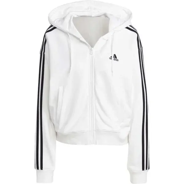 adidas 3-STRIPES FULL-ZIP HOODIE Dámská mikina, bílá, velikost