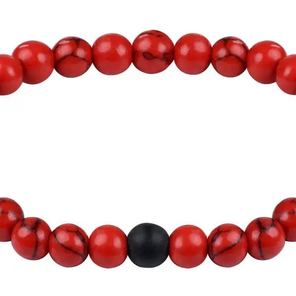 Troli Korálkový náramek z červeného howlitu a onyxu 17 cm