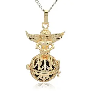 Golden Tone Brass Hollow Round Cage Pendants