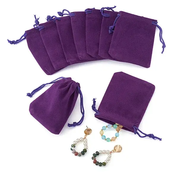 20Pcs Rectangle Velvet Drawstring Pouches