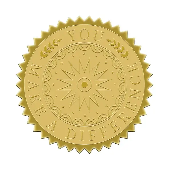 Plastic Self Adhesive Gold Foil Embossed Stickers