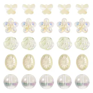 100Pcs 5 Styles Electroplate Glass Beads