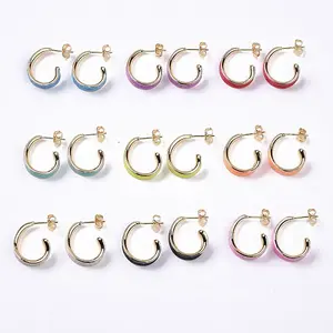 Brass Enamel Stud Earrings