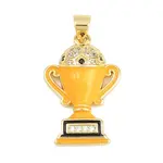 Football Brass Micro Pave Cubic Zirconia Pendants