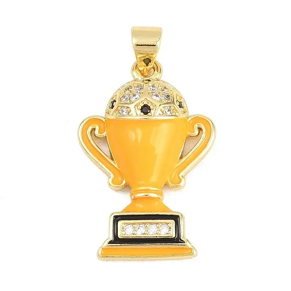 Football Brass Micro Pave Cubic Zirconia Pendants