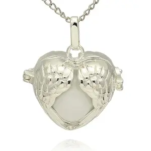 Silver Color Plated Brass Hollow Heart Cage Pendants