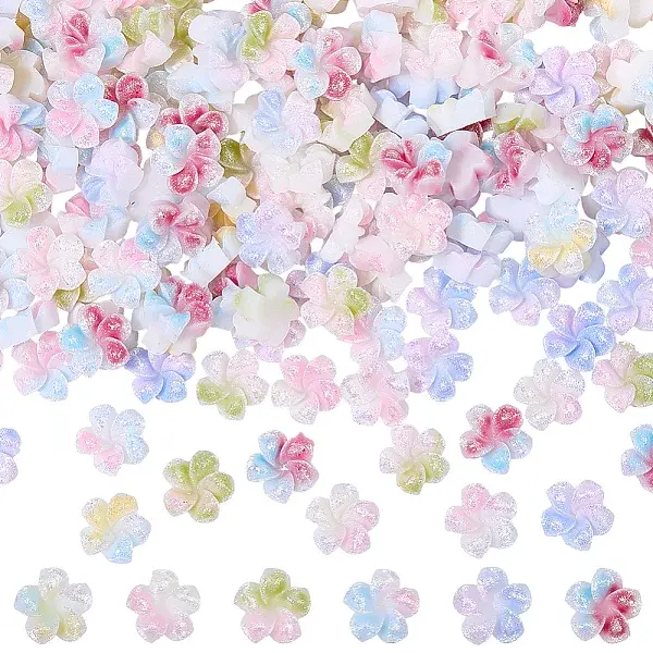 180Pcs 6 Colors Flower Resin Cabochons
