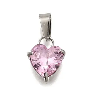 304 Stainless Steel Micro Pave Cubic Zirconia Pendants