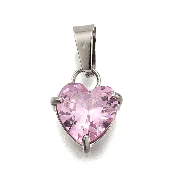 304 Stainless Steel Micro Pave Cubic Zirconia Pendants