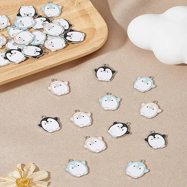 30Pcs 3 Colors Alloy Enamel Pendants