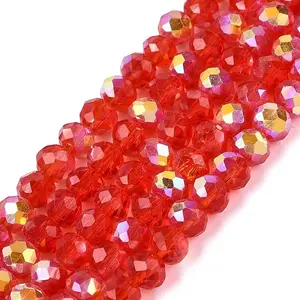 AB Color Plated Transparent Glass Rondelle Beads Strands