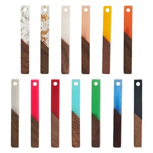 26Pcs 13 Styles Transparent & Opaque Resin & Walnut Wood Pendants
