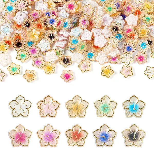 200Pcs 10 Colors Plating Acrylic Cabochons