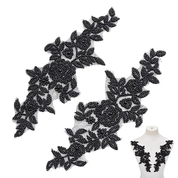 2Pcs Sew on Flower Appliques