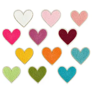 2Sets Heart Towel Cloth Computerized Embroidery Cloth Iron On/Sew On Patches