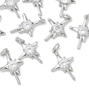 Brass Clear Cubic Zirconia Pendants