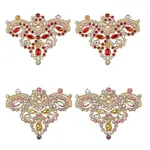 4Pcs 2 Colors Flower Alloy Rhinestones Appliques